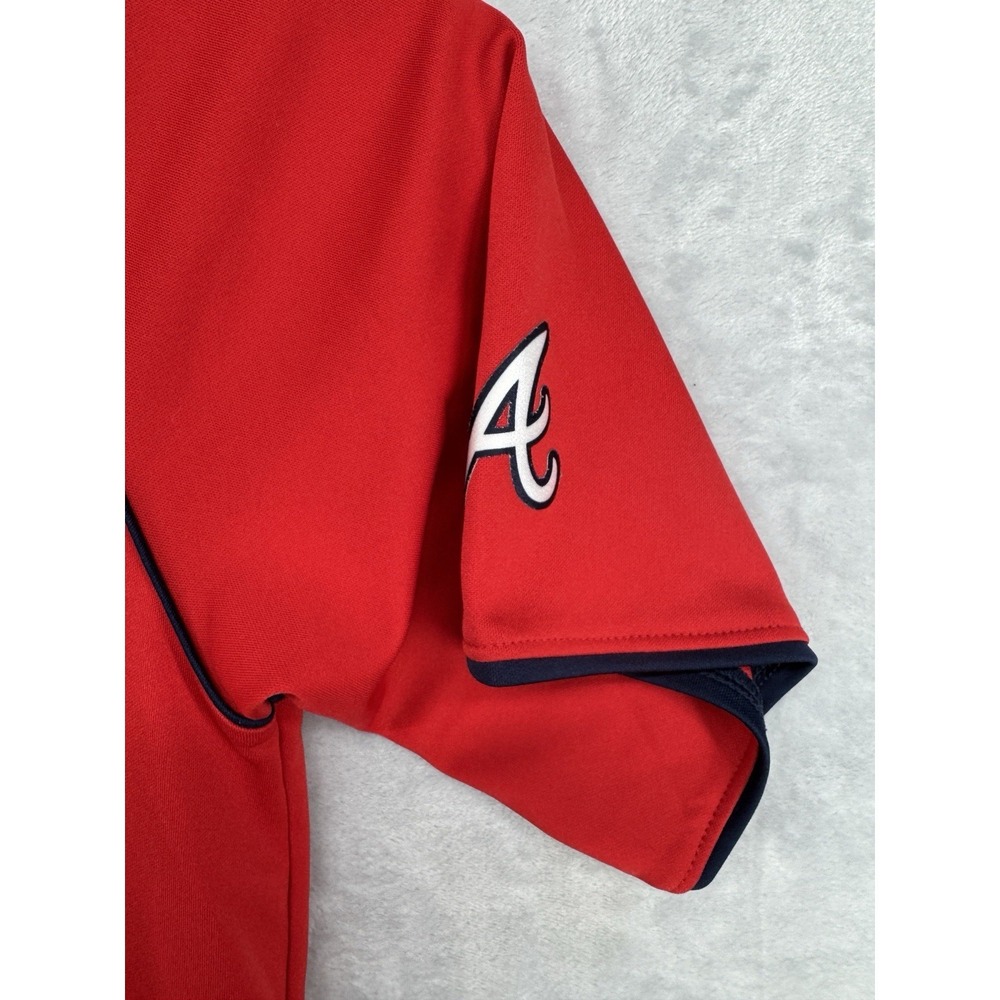 Majestic Atlanta Braves Cool Base Polo Shirt Red Collared MLB Baseball Men's M - Picture 3 of 6